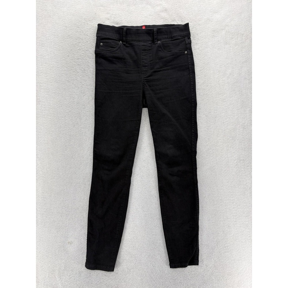 Spanx EveryWear Ankle Skinny Jeans Womens Small Black Stretch Denim Pull On Pant